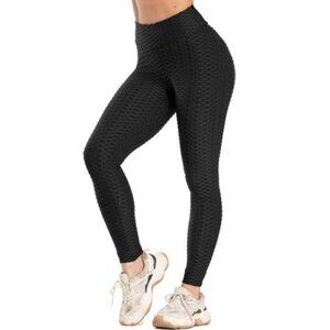 Boutique Black Bubble Textured Tik Tok Butt Lifting Athletic Pants M